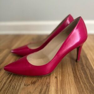 LK Bennett London Pumps Hot Pink Leather 39 Pointed Toe Heels business casual